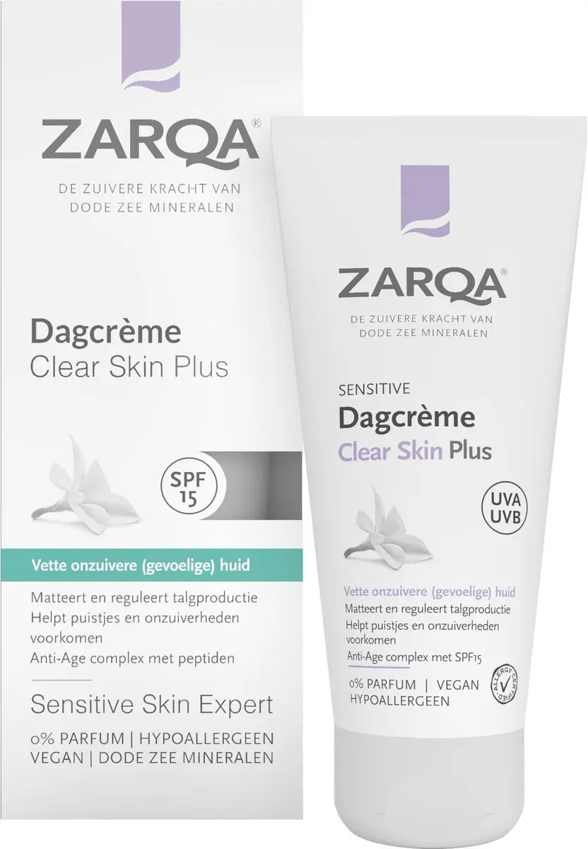 Zarqa Sensitive Dagcrème Clear Skin Plus 50ml - afbeelding 2 van 3