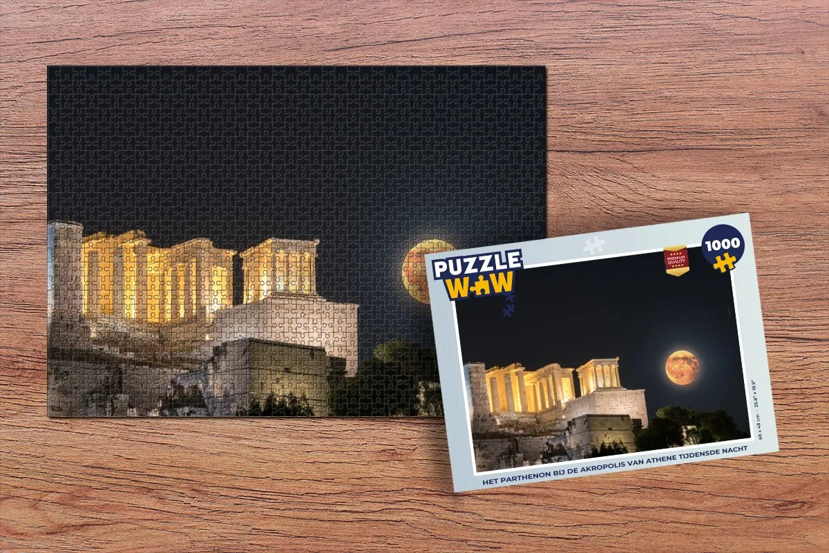 PuzzleWow Het Parthenon bij nacht Legpuzzel 1000 Stuks