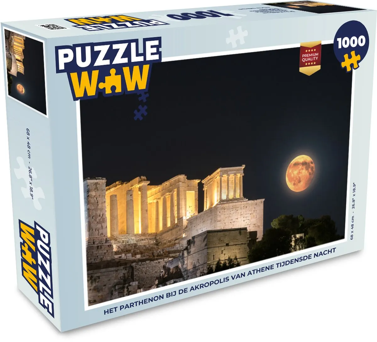 PuzzleWow Het Parthenon bij nacht Legpuzzel 1000 Stuks - Multicolor
