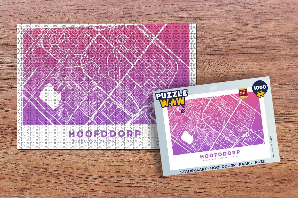 PuzzleWow Stadskaart Hoofddorp Legpuzzel 1000 Stuks - Multicolor