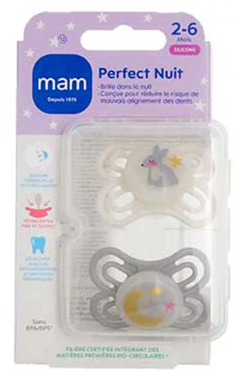 MAM 2 Zuigelingen Perfecte Nacht 2-6 Maanden (Modellen : Konijn en maan)