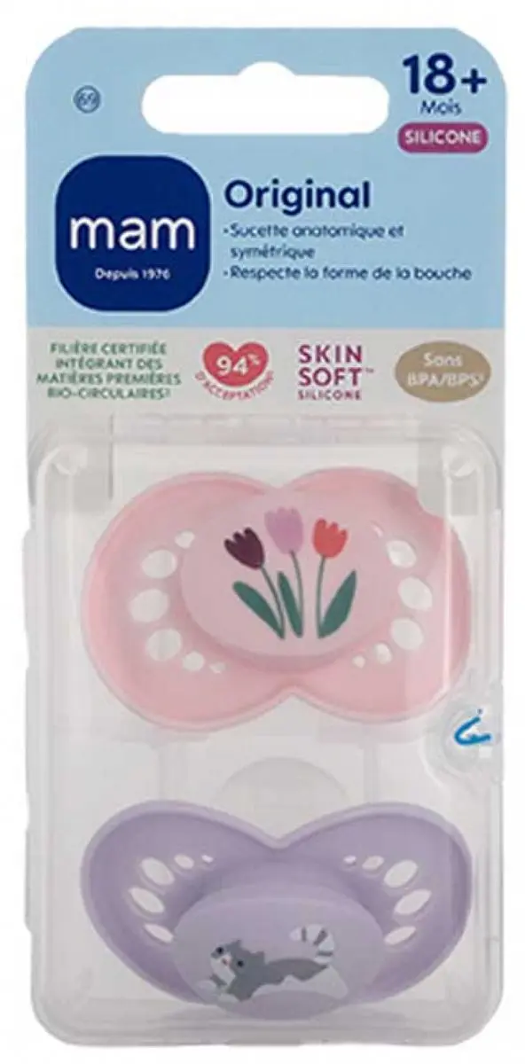 MAM 2 Originele Natuurlijke Fopspenen 18 Maanden en Ouder (Modellen : Bloemen en
