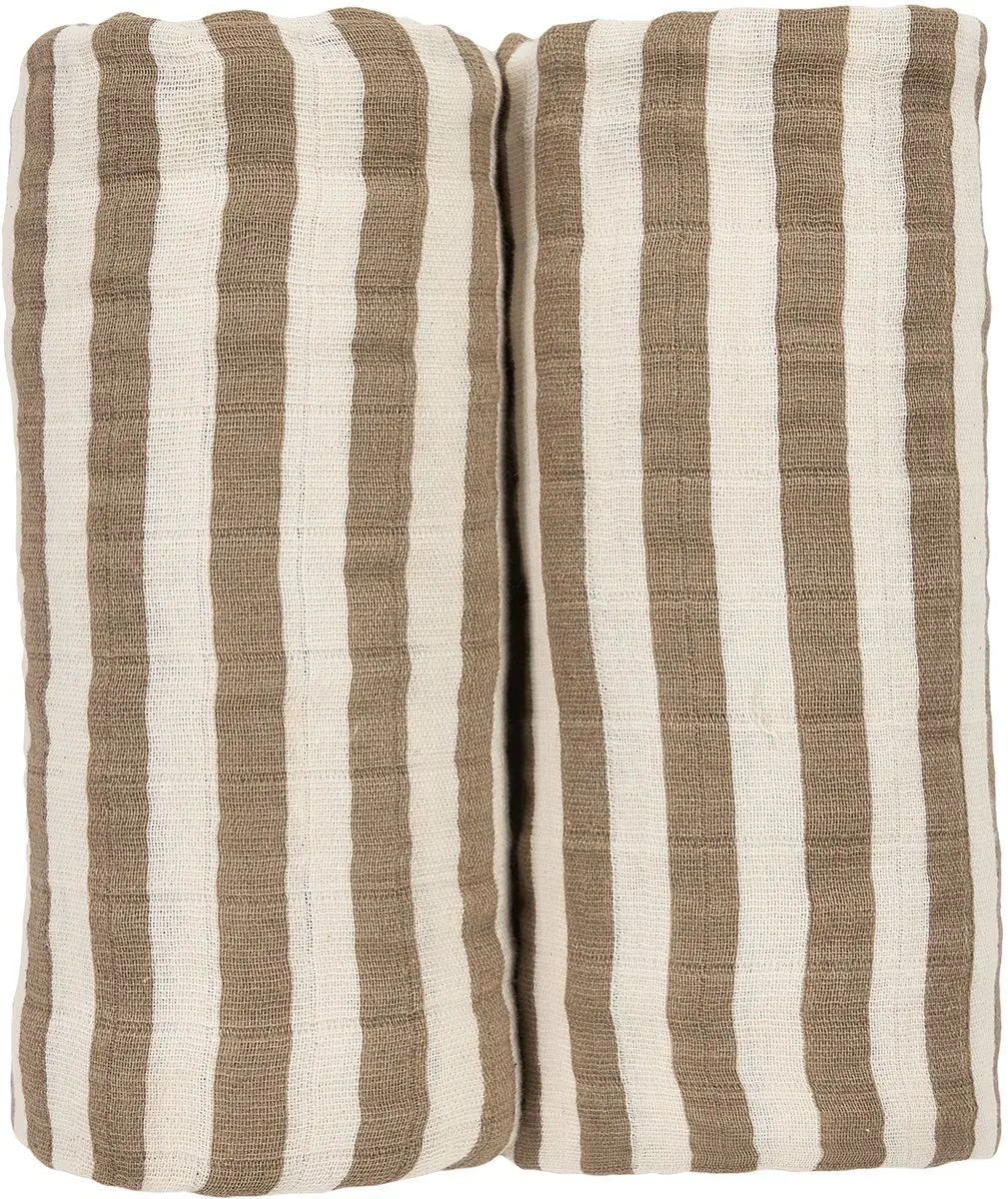 Meyco Baby Fat Stripe Swaddle 2 Stuks - 120x120cm Taupe - afbeelding 2 van 6