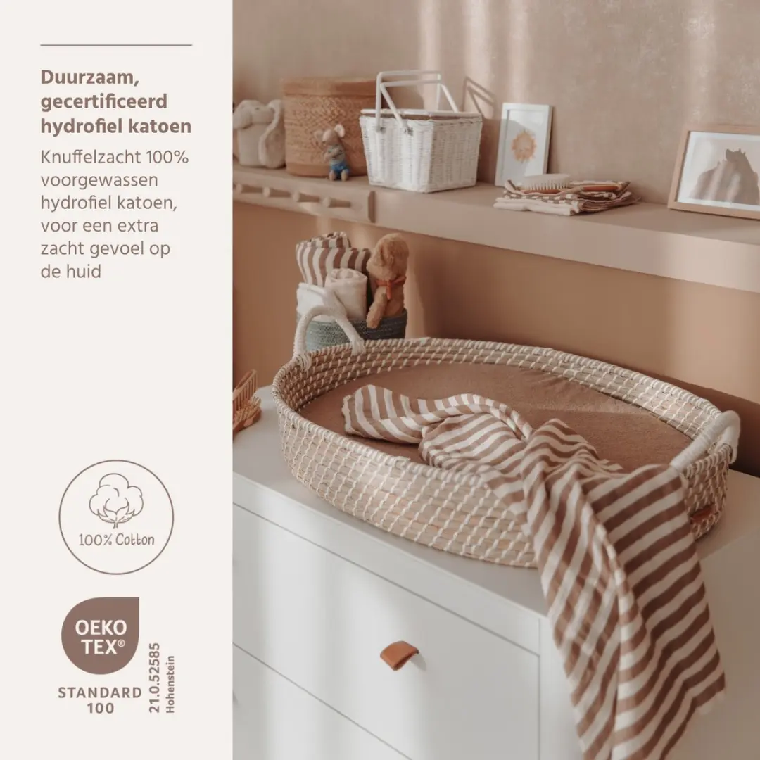 Meyco Baby Fat Stripe Swaddle 2 Stuks - 120x120cm Taupe - afbeelding 5 van 6