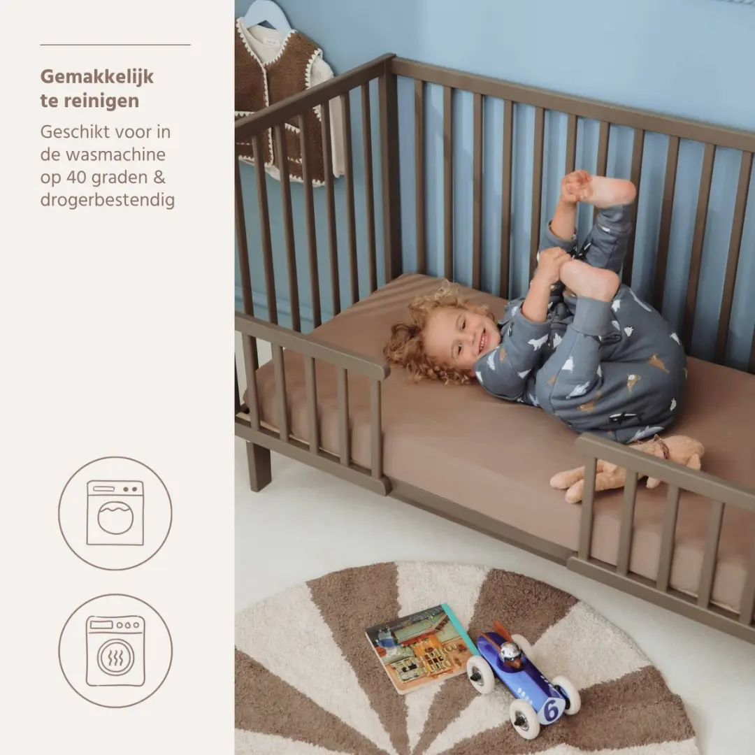 Meyco Baby Uni Hoeslaken Wieg 2-pack Dark Taupe - afbeelding 4 van 6