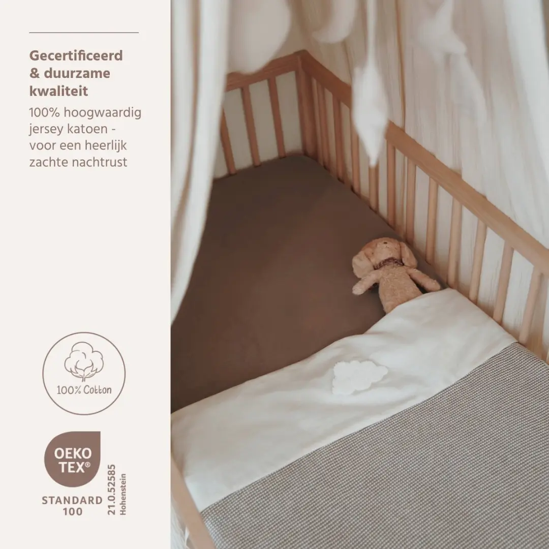 Meyco Baby Uni Hoeslaken Wieg 2-pack Dark Taupe - afbeelding 3 van 6