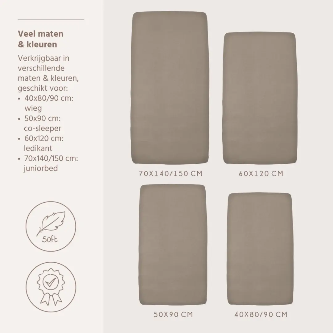 Meyco Baby Uni Hoeslaken Wieg 2-pack Dark Taupe - afbeelding 5 van 6