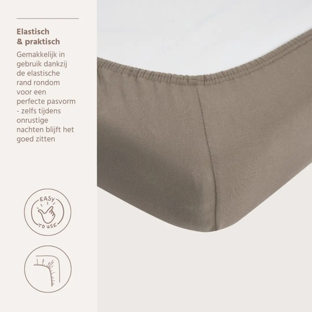 Meyco Baby Uni Hoeslaken Ledikant 2-pack Dark Taupe 60x120cm - afbeelding 5 van 6