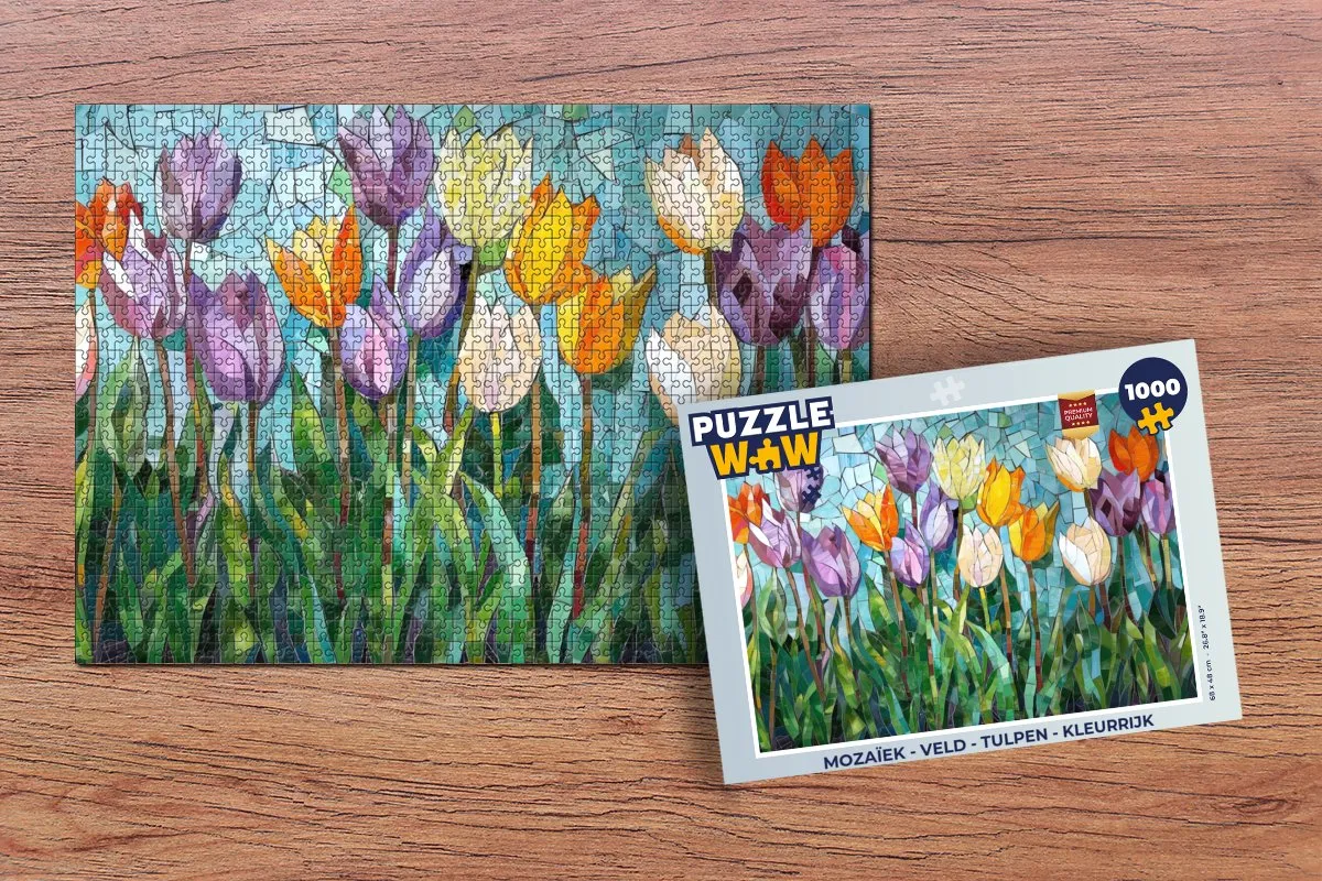 PuzzleWow Mozaïek Legpuzzel 1000 Stuks - Tulpen Kleurrijk