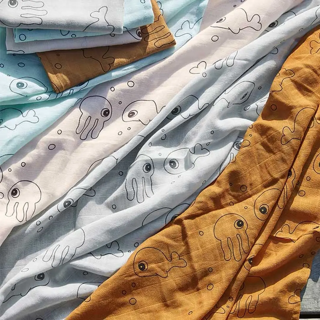 Done by Deer Sea Friends Wikkeldoeken 2 Stuks - 120x120cm - afbeelding 2 van 3