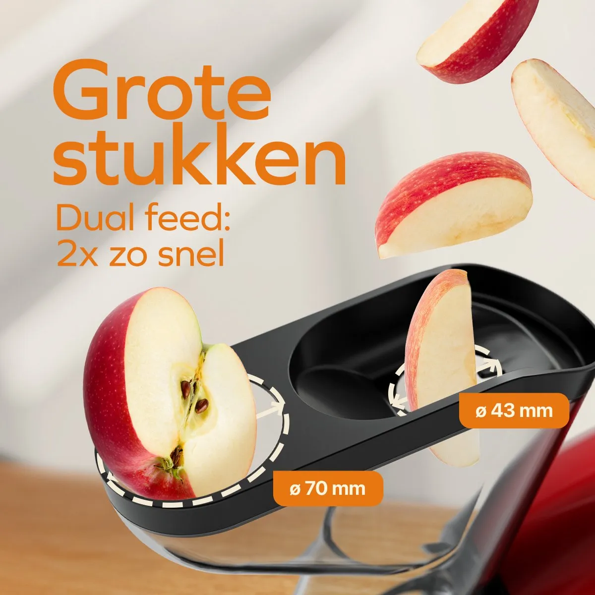 KitchenBrothers Slowjuicer XL KB1004135 - 3 Snelheden - 0,65L Sapreservoir - Rood