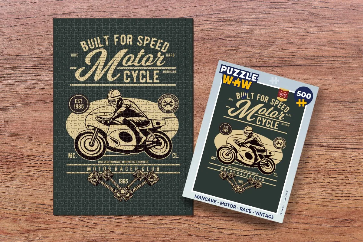 PuzzleWow Mancave Motor Race Vintage Legpuzzel 500 Stuks - Multicolor