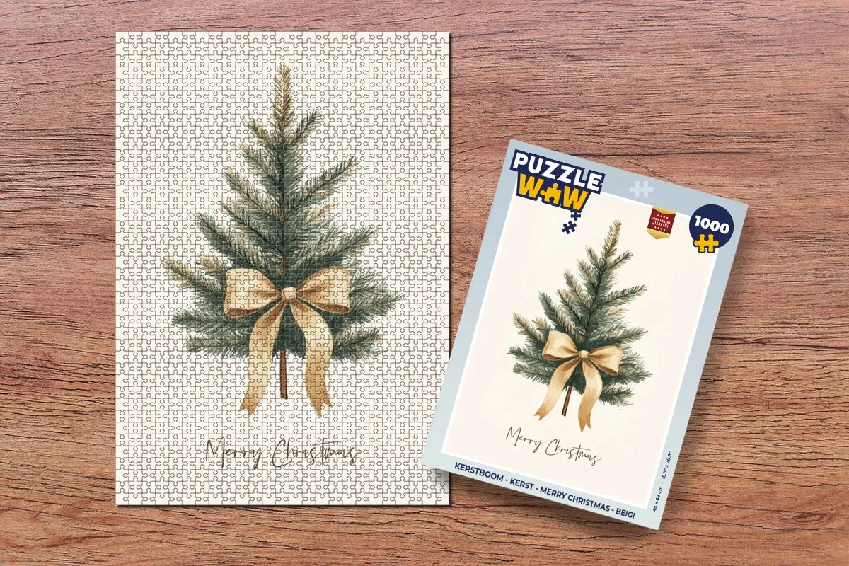 PuzzleWow Kerstboom Legpuzzel 1000 Stuks - Beige