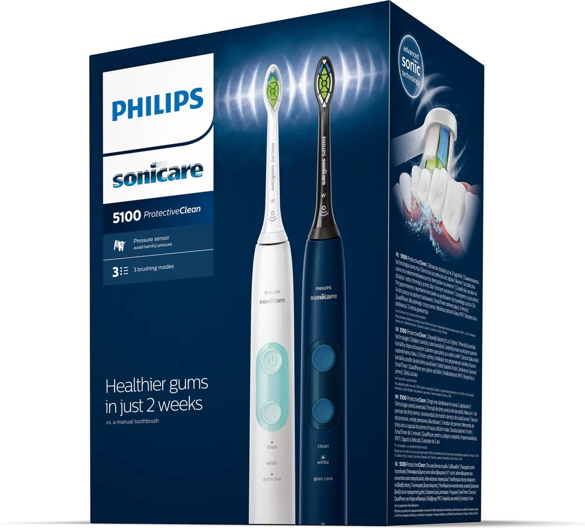 Philips Sonicare 5100 HX6851/34 Sonische Tandenborstel - Wit & Blauw