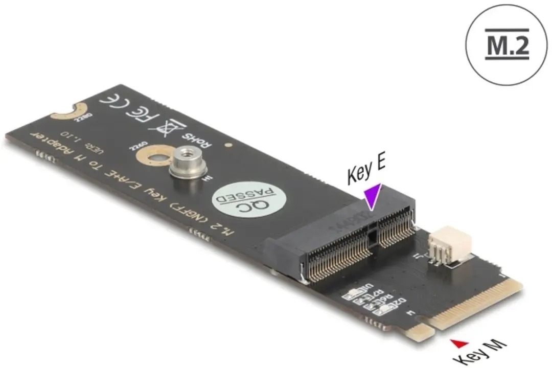 Delock Converter M.2 Key M male to M.2 Key E slot for USB and PCIe modules