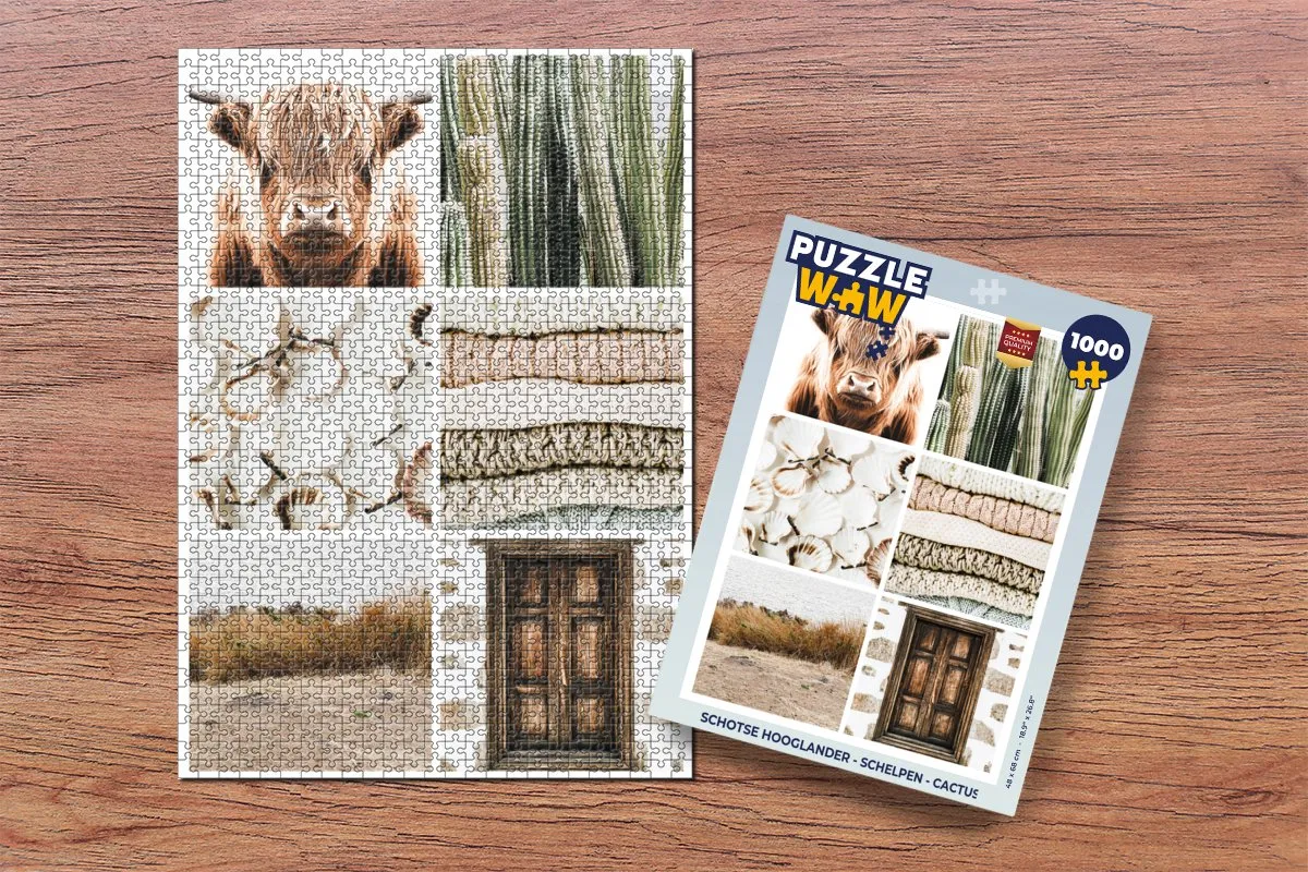 PuzzleWow Schotse Hooglander Legpuzzel 1000 Stuks - Multicolor