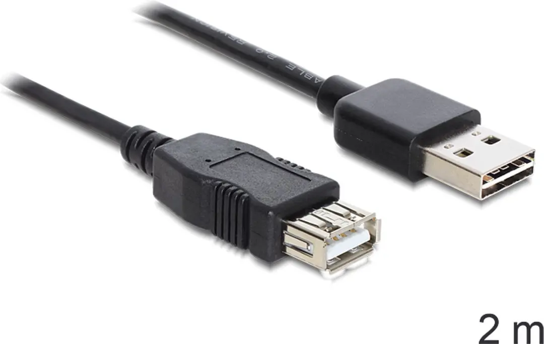 Delock Easy USB 2.0 A-A 2m Kabel - Zwart - afbeelding 2 van 6