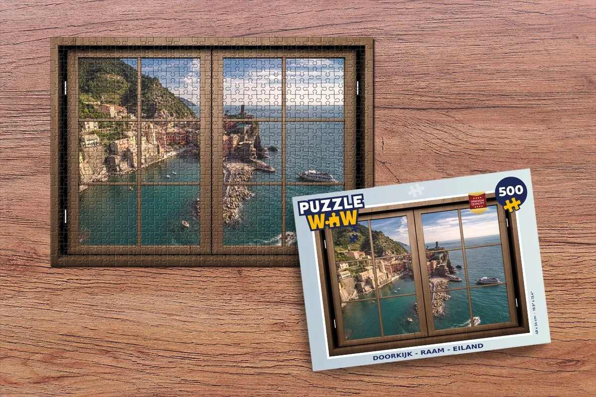 PuzzleWow Doorkijk Ramen Eiland Legpuzzel 500 Stuks - Multicolor