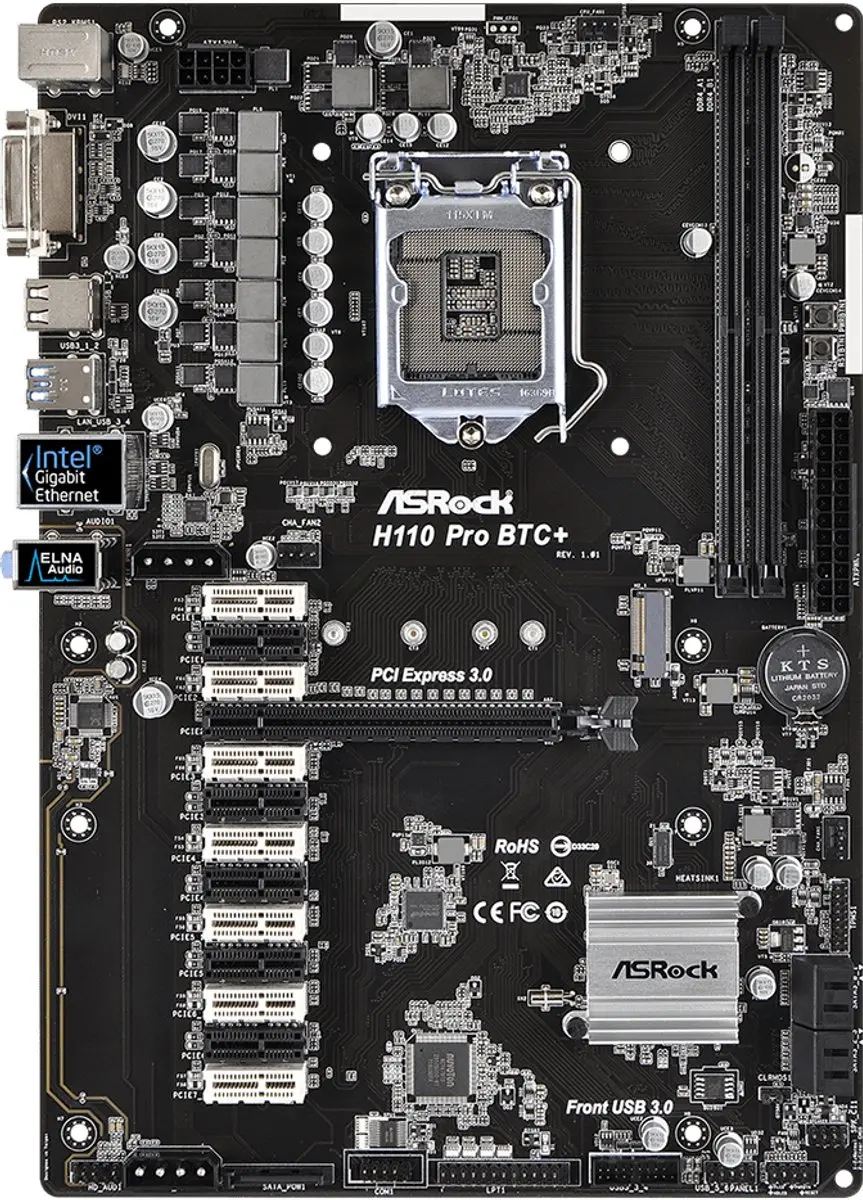 ASRock H110 Pro BTC+ Moederbord - afbeelding 3 van 6