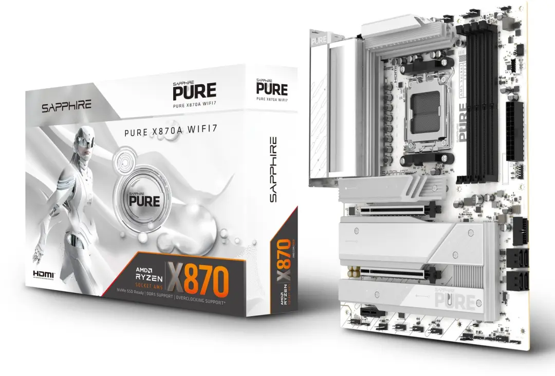 Sapphire PURE X870A WIFI7 Moederbord - AMD X870 AM5 - afbeelding 2 van 6