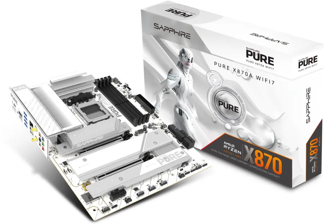Sapphire PURE X870A WIFI7 Moederbord - AMD X870 AM5 - afbeelding 3 van 6