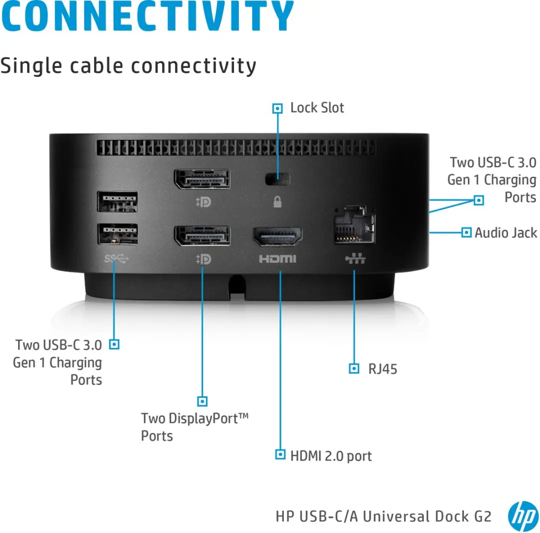 HP USB-C Dock G5 5TW10ET - Zwart - afbeelding 6 van 6