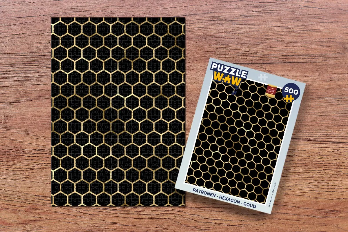 PuzzleWow Hexagon Legpuzzel 500 Stuks - Goud/Multicolor - MPN 7435036685632