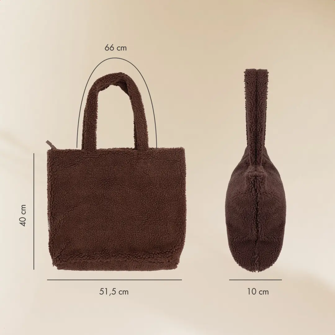 Selencia Zaya Tote Bag - Teddy Laptoptas 16 inch - Choco Brown - afbeelding 4 van 6