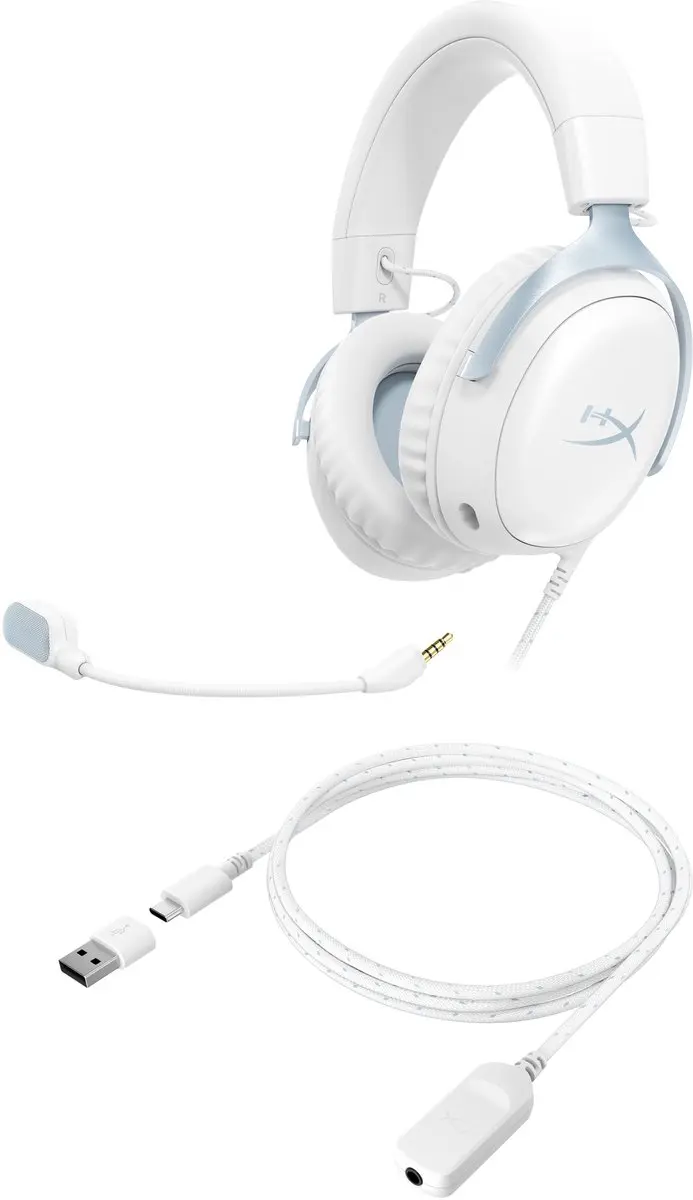 HyperX Cloud III DF7F1AA Game Headset - Wit/Blauw - afbeelding 2 van 6