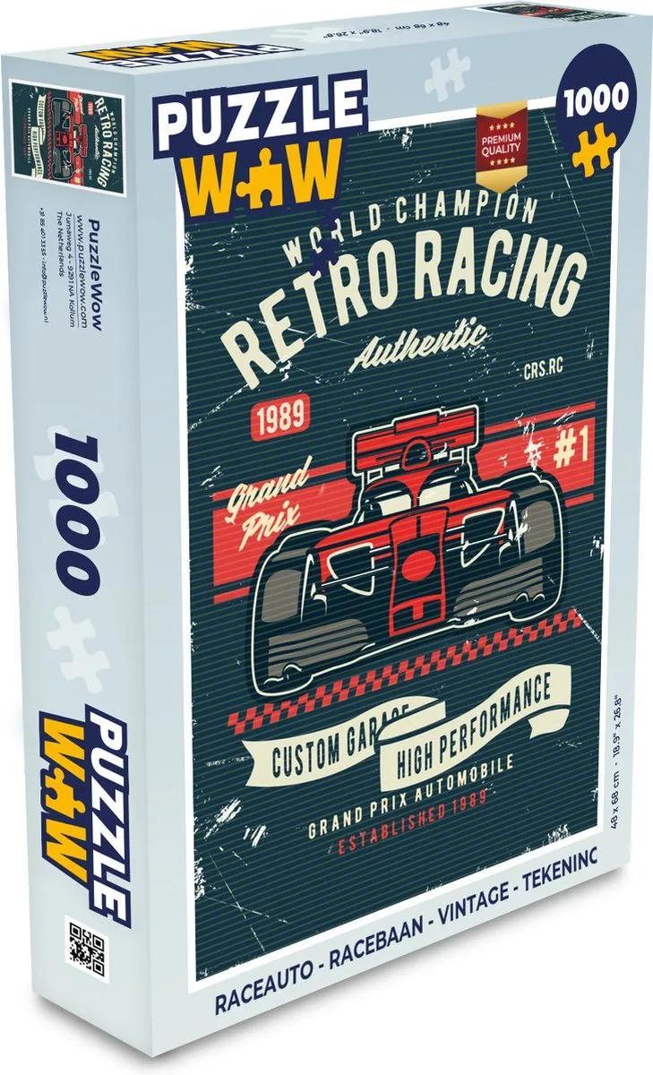 PuzzleWow Raceauto Vintage Legpuzzel 1000 Stuks