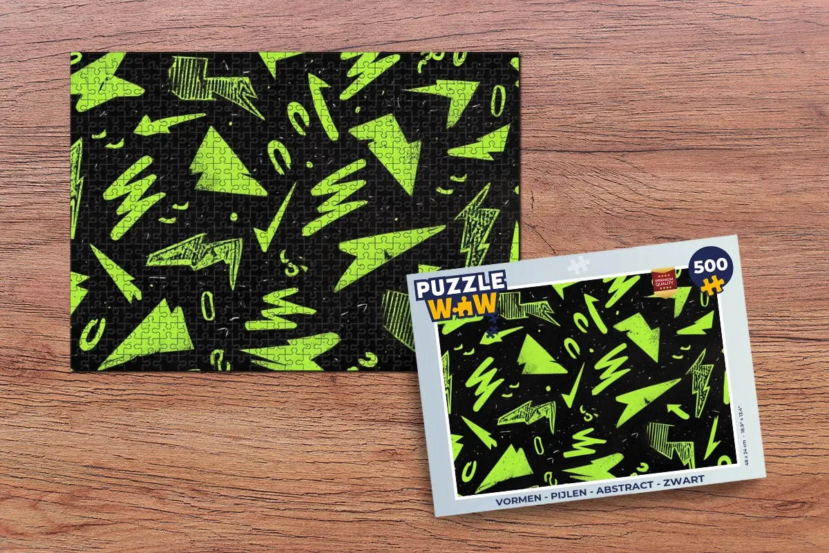 PuzzleWow Abstract Pijlen Legpuzzel 500 Stuks - Zwart/ Groen