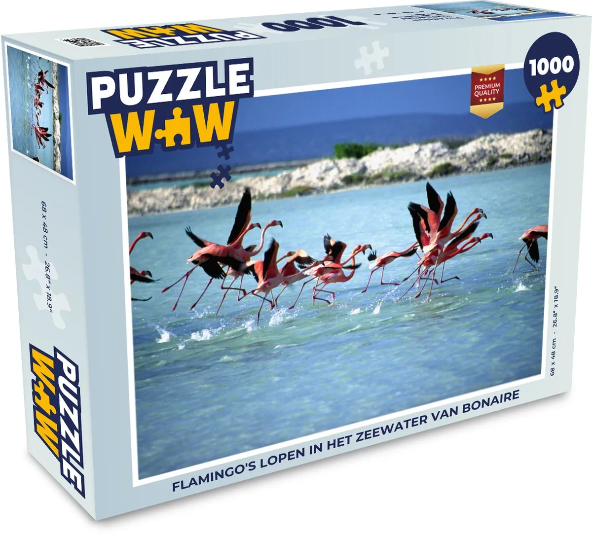 PuzzleWow Flamingo's Bonaire Legpuzzel 1000 Stuks - Multicolor