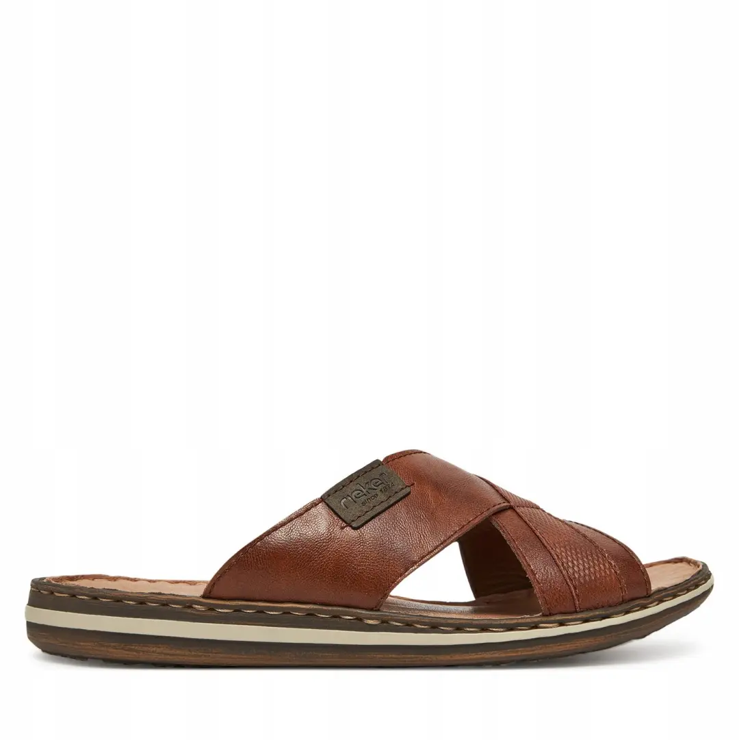 Rieker Heren Slippers Bruin Leer