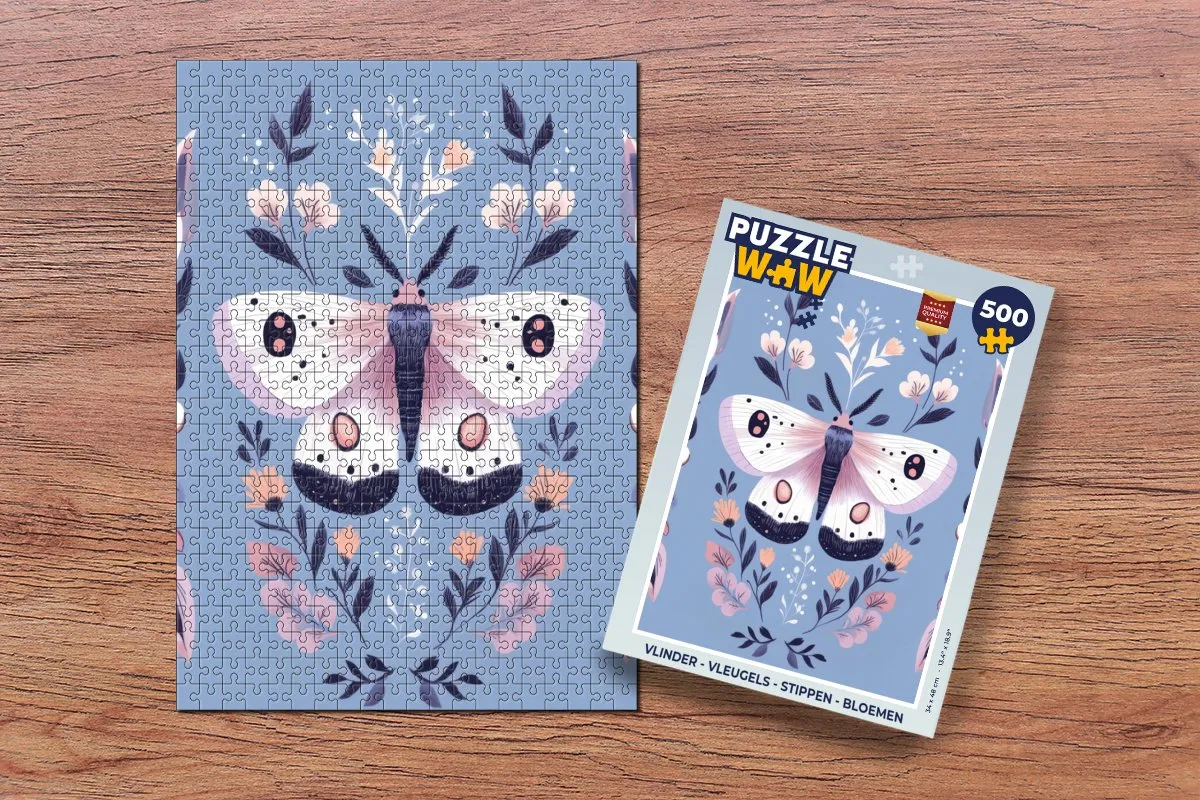PuzzleWow Vlinder Puzzel 500 Stuks - Bloemen & Bladeren