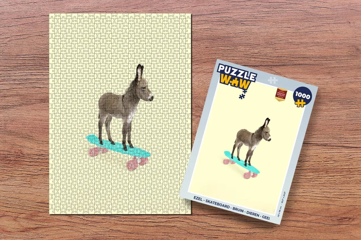 PuzzleWow Skateboard Legpuzzel 1000 Stuks - Dieren - Multicolor