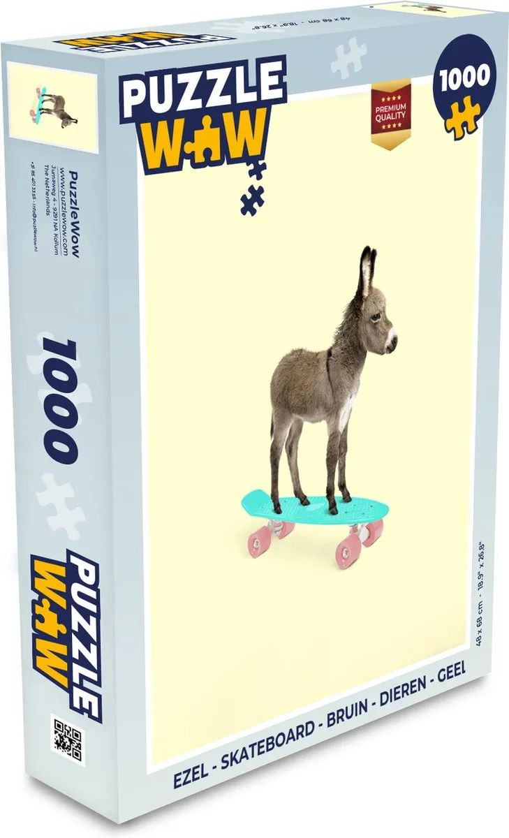 PuzzleWow Skateboard Legpuzzel 1000 Stuks - Dieren - Multicolor