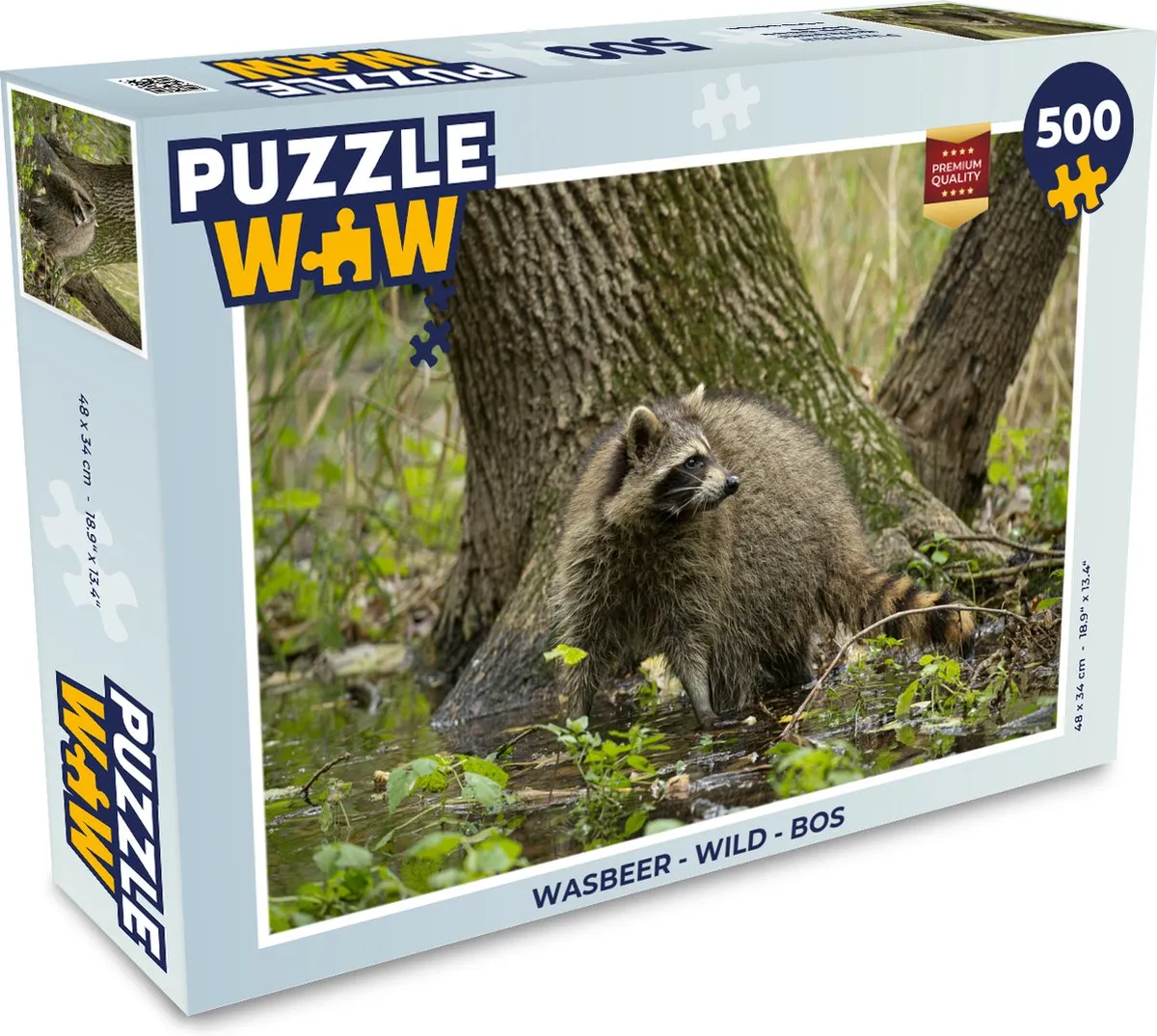 PuzzleWow Wasbeer Wild Bos Legpuzzel 500 Stuks