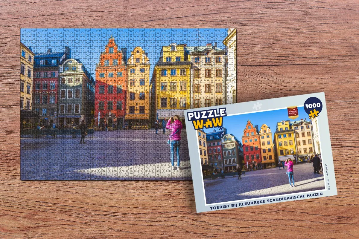 PuzzleWow Legpuzzel 1000 Stuks - Scandinavische Huizen Multicolor