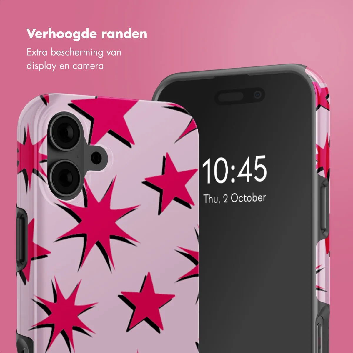 Selencia Hoesje iPhone 16 - Stars Rubine Red Light Pink - MagSafe