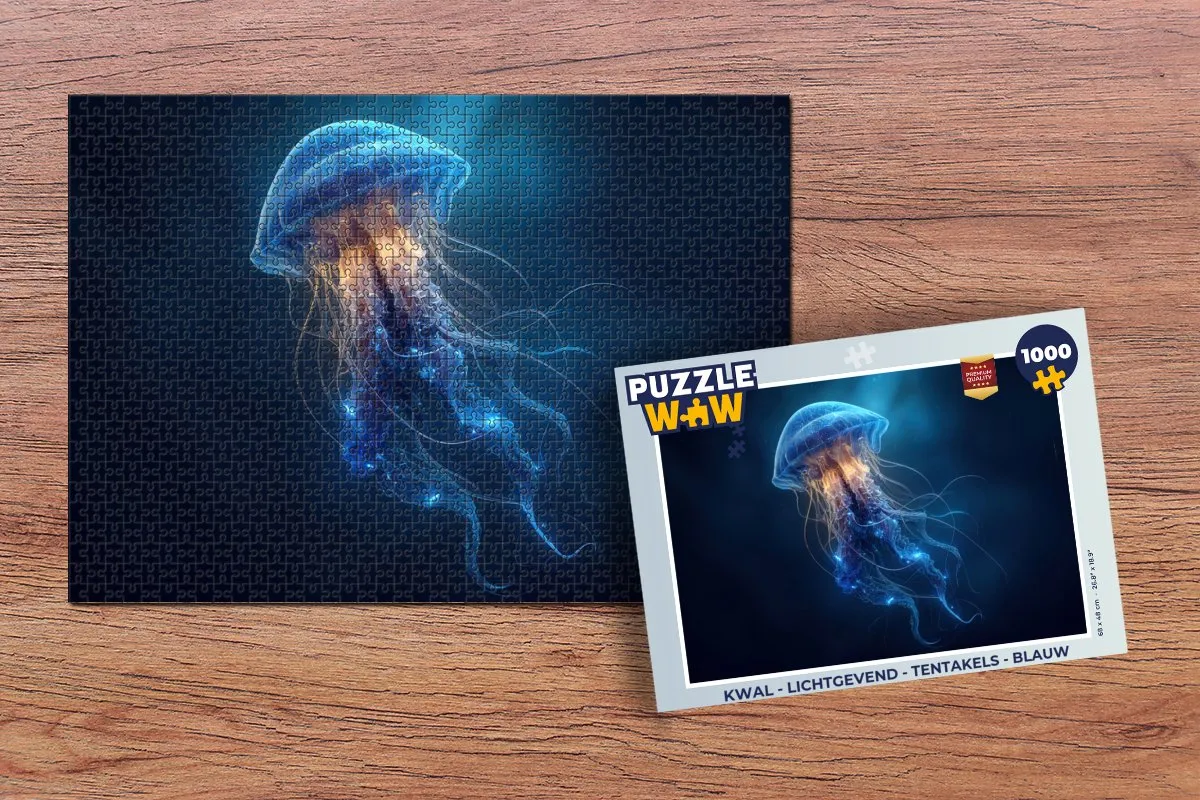 PuzzleWow Kwal Lichtgevend Puzzel 1000 Stuks - Blauw