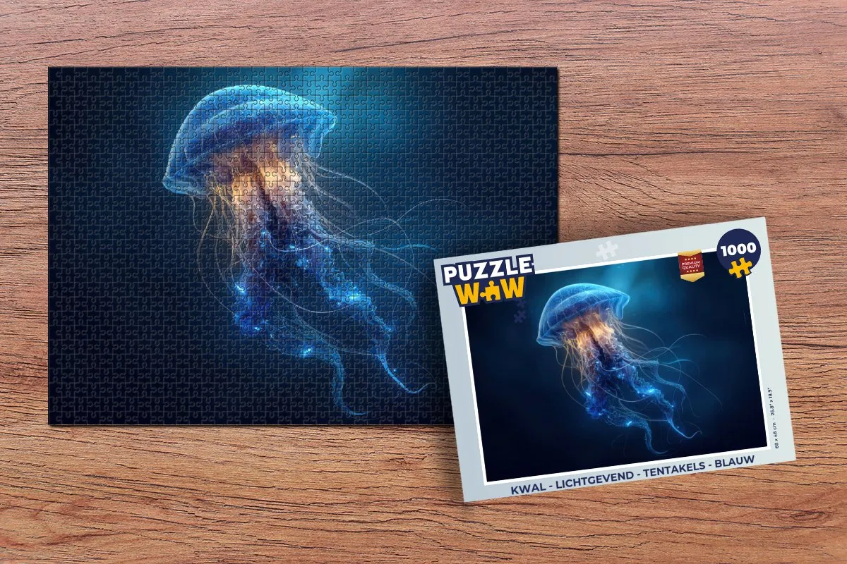 PuzzleWow Kwal Lichtgevend Puzzel 1000 Stuks - Blauw