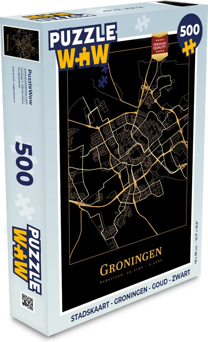 PuzzleWow Stadskaart Groningen Legpuzzel 500 Stuks