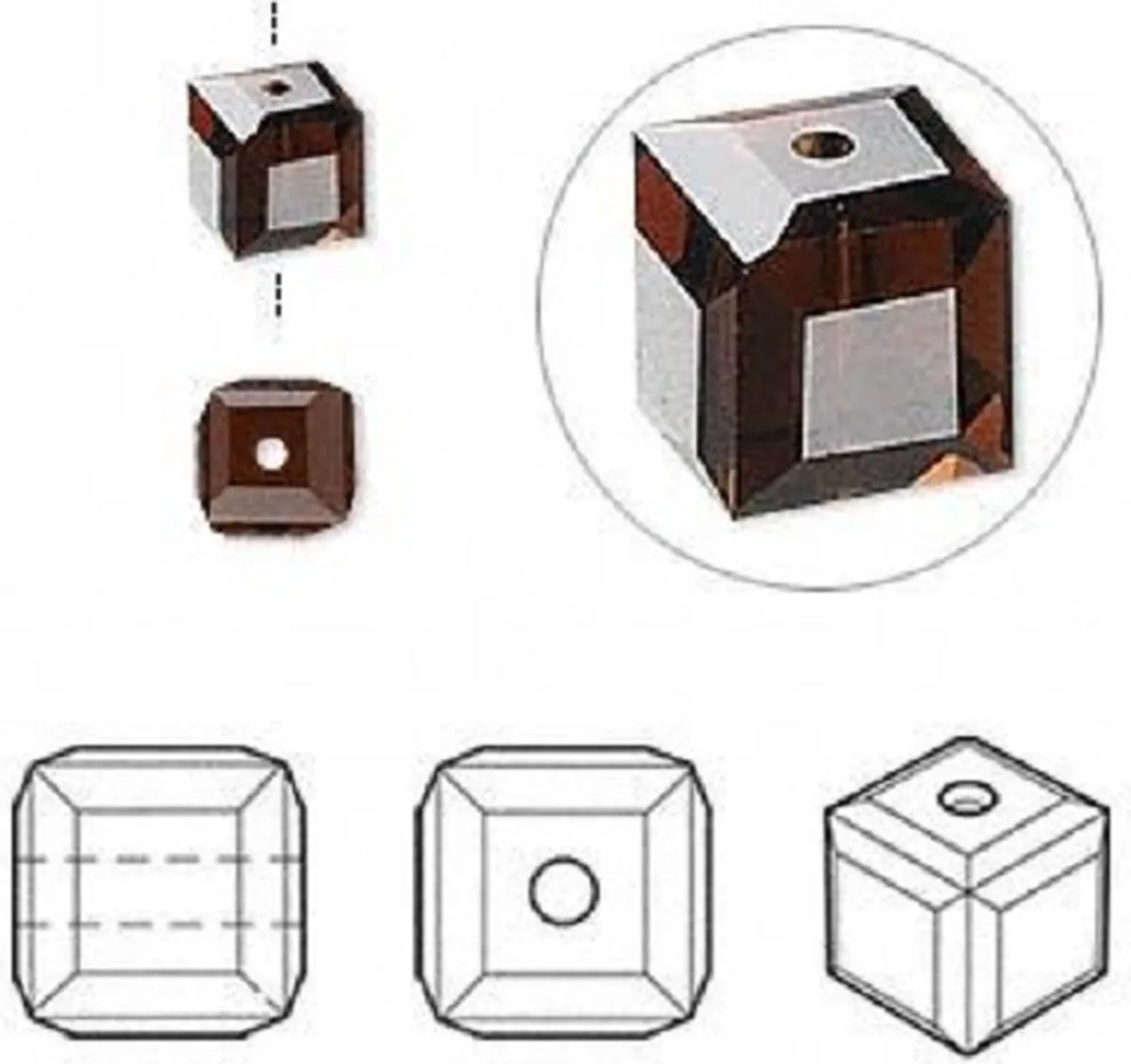 Swarovski Elements Kubus Kralen 6mm Mocca