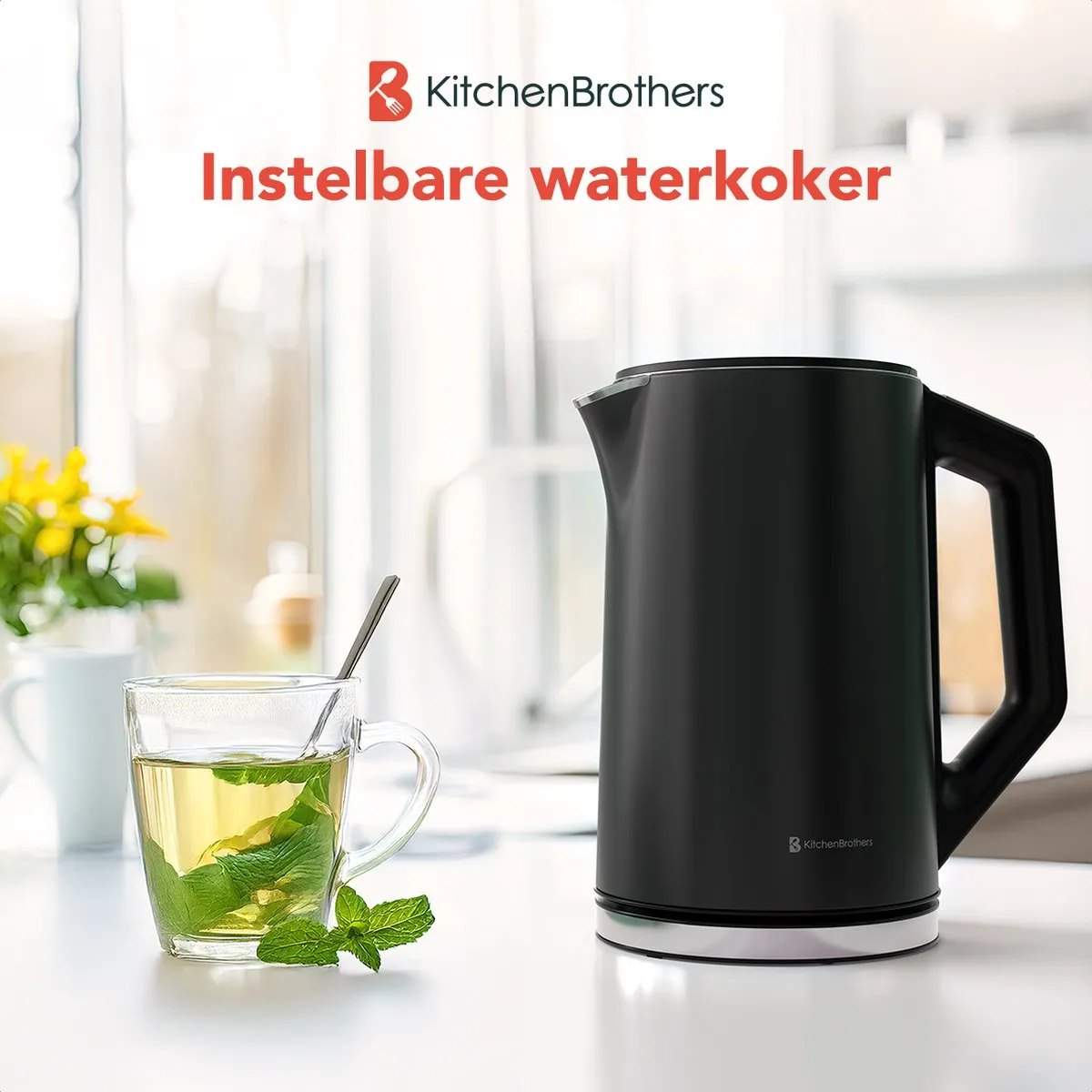 KitchenBrothers KB4071 Waterkoker 2200W 1,5L - Zwart