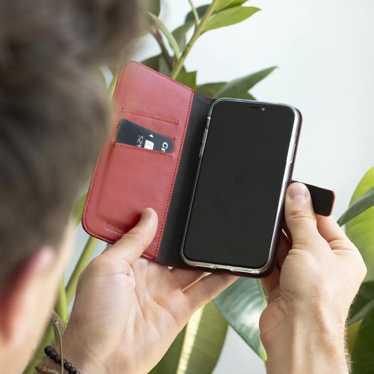 Selencia Hoesje Samsung Galaxy S21 - Rood Leder - 3 Pasjes