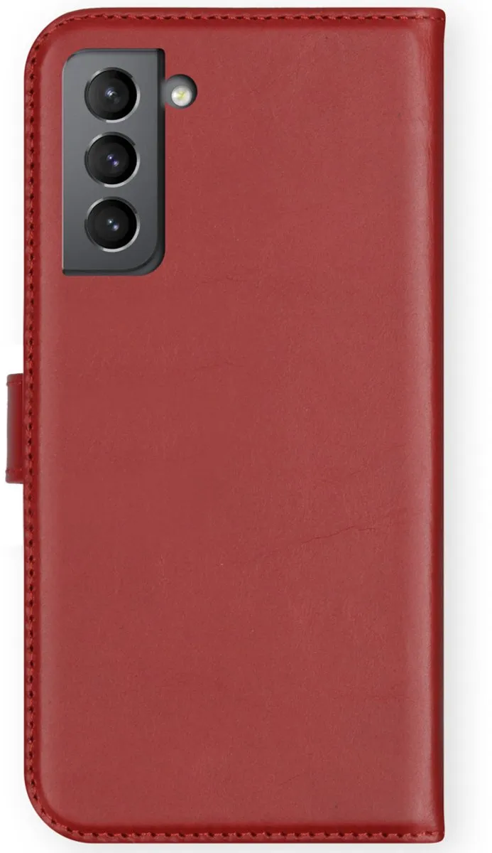 Selencia Hoesje Samsung Galaxy S21 - Rood Leder - 3 Pasjes