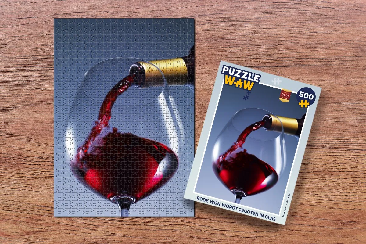 PuzzleWow Legpuzzel Rode wijn in glas 500 Stuks - Multicolor