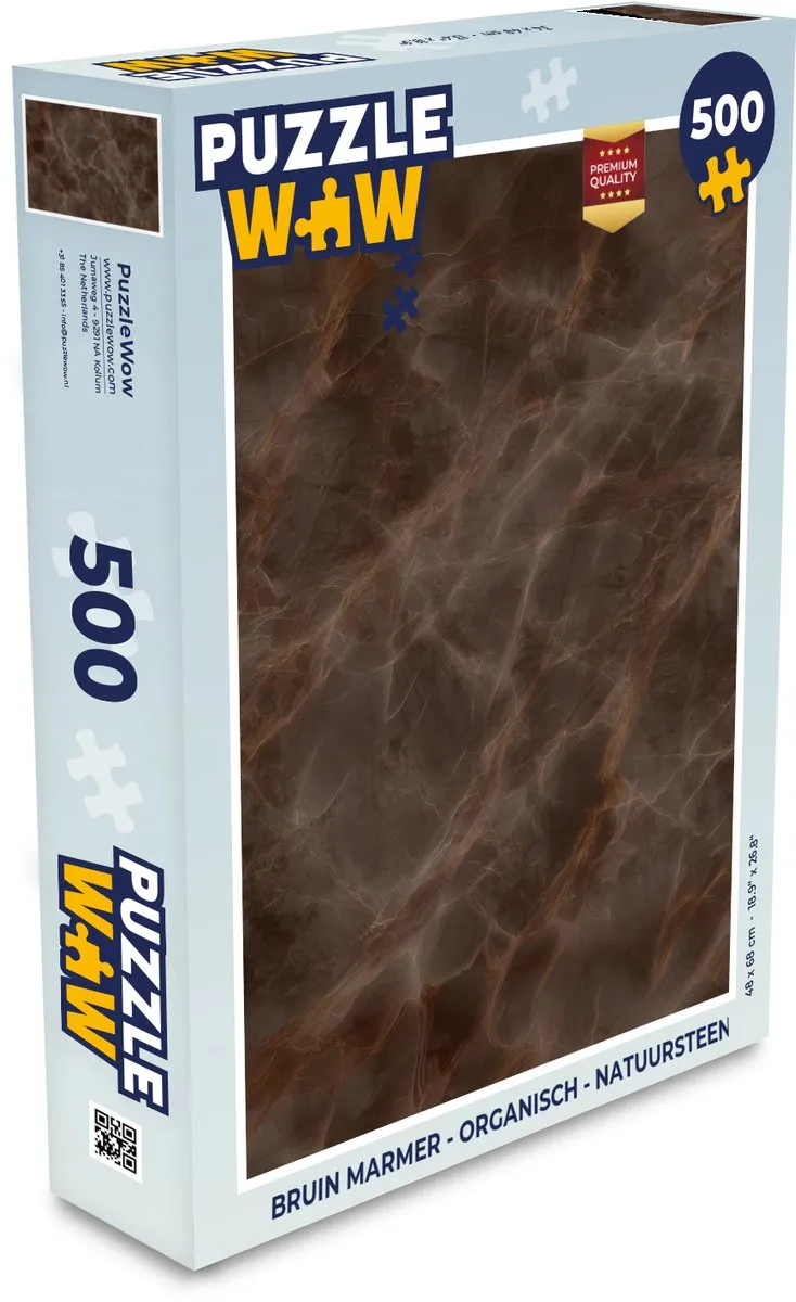 PuzzleWow Bruin Marmer Legpuzzel 500 Stuks