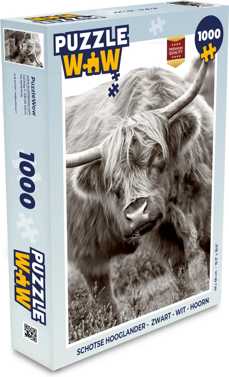 PuzzleWow Schotse Hooglander Legpuzzel 1000 Stuks