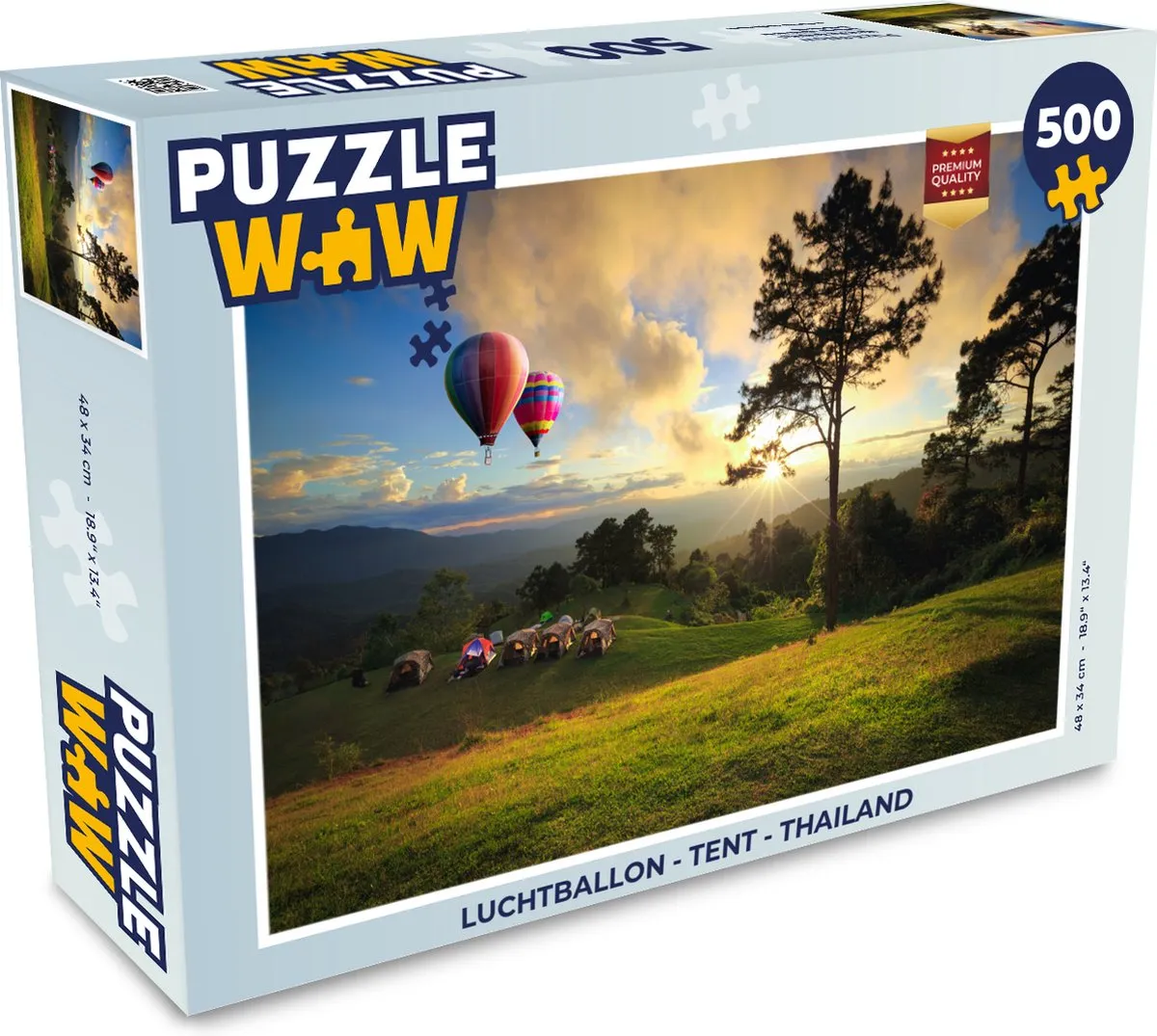 PuzzleWow Luchtballon Tent Thailand Legpuzzel 500 Stuks - Multicolor
